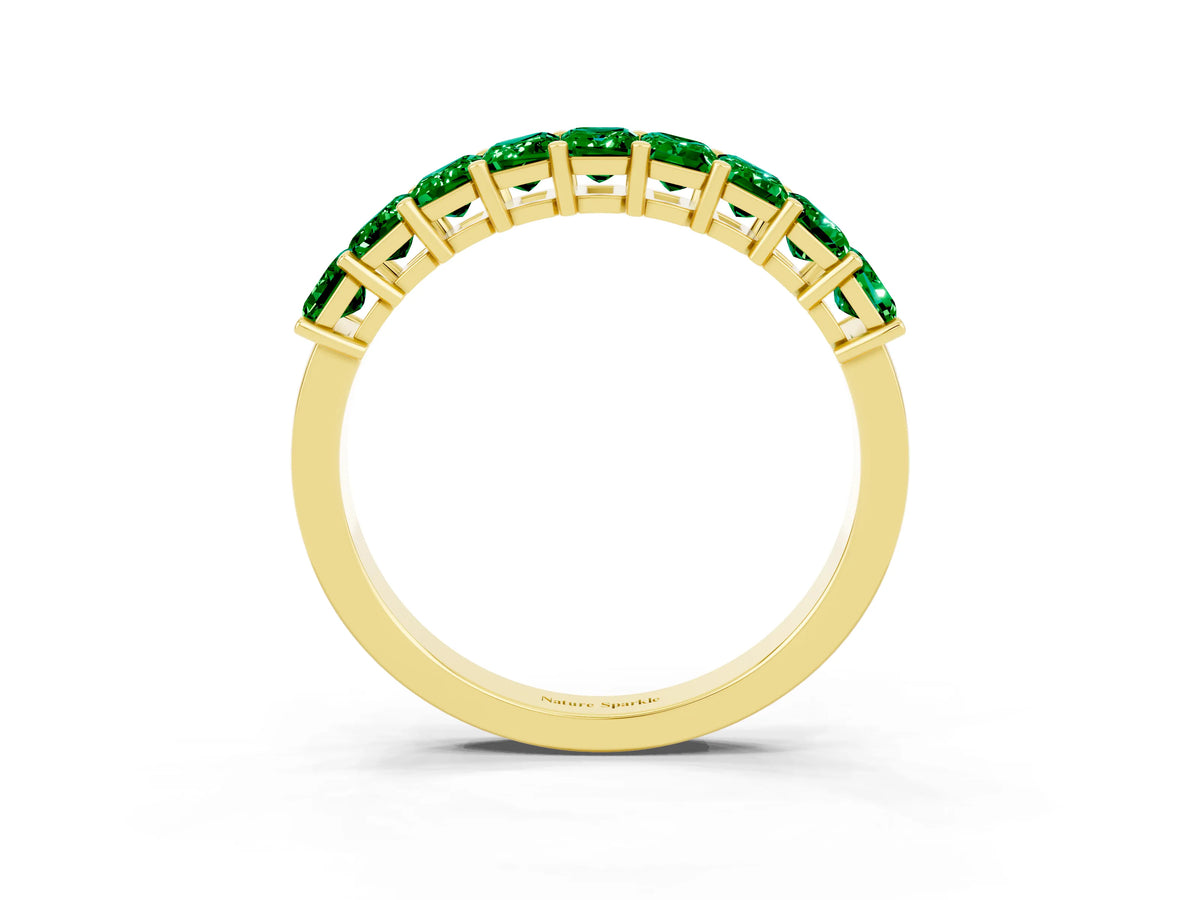 Emerald Cut Emerald Eternity Band in Yellow gold with Prong Setting_3