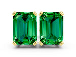 Emerald Cut Emerald Stud Earrings in Yellow gold with Basket Setting