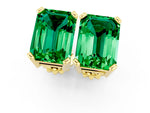 Emerald Cut Emerald Stud Earrings in Yellow gold with Basket Setting_1