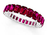 Emerald Cut Garnet Eternity Band in Platinum with Aligned Shared Prong Setting_1