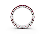 Emerald Cut Garnet Eternity Band in Platinum with Aligned Shared Prong Setting_3