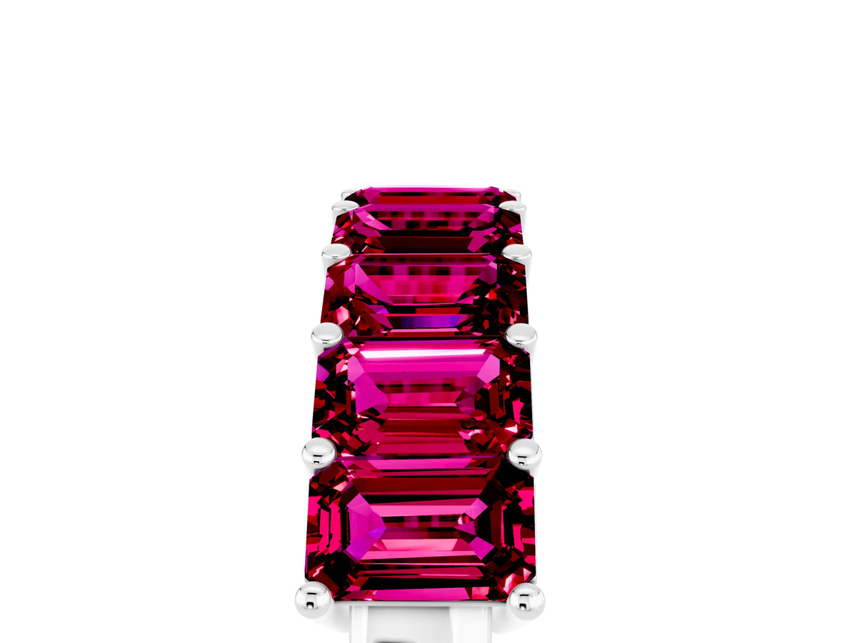 Emerald Cut Garnet Eternity Band in Platinum with Prong Setting_5