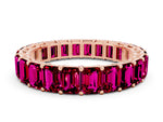 Emerald Cut Garnet Eternity Band in Rose gold with Aligned Shared Prong Setting