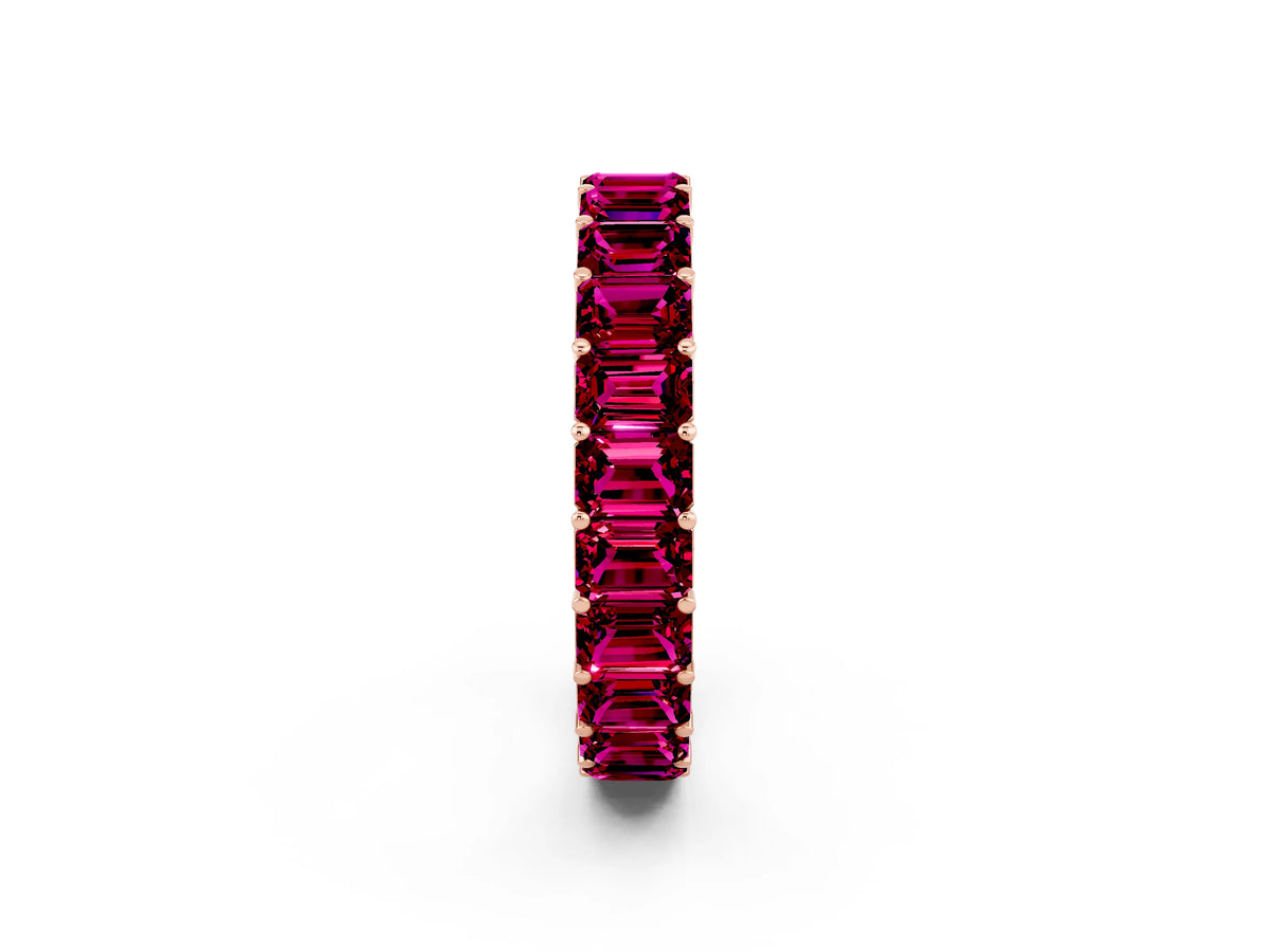 Emerald Cut Garnet Eternity Band in Rose gold with Aligned Shared Prong Setting_2