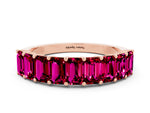 Emerald Cut Garnet Eternity Band in Rose gold with Prong Setting