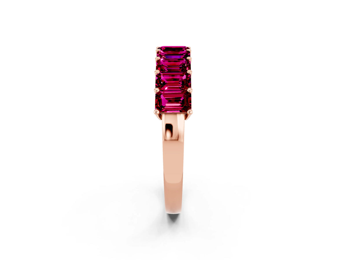 Emerald Cut Garnet Eternity Band in Rose gold with Prong Setting_2