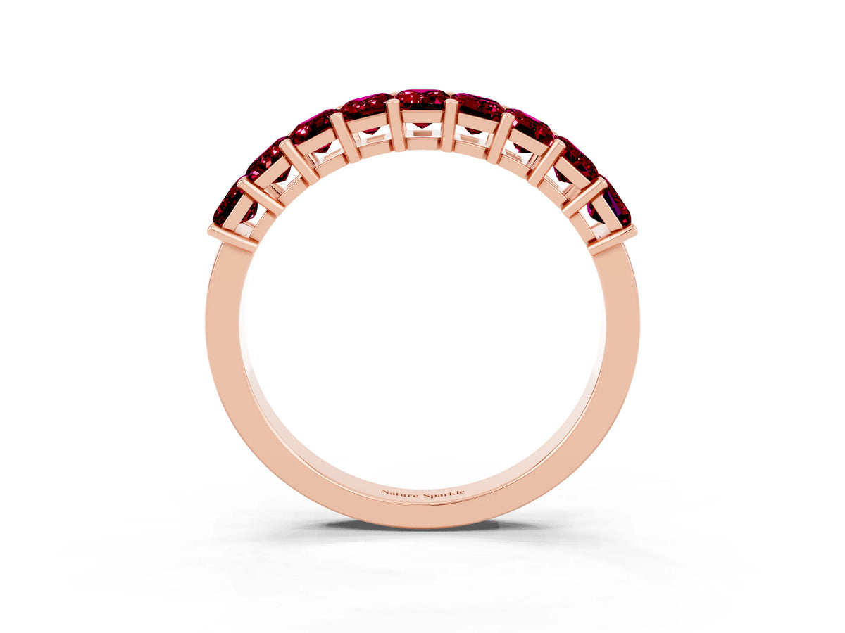 Emerald Cut Garnet Eternity Band in Rose gold with Prong Setting_3