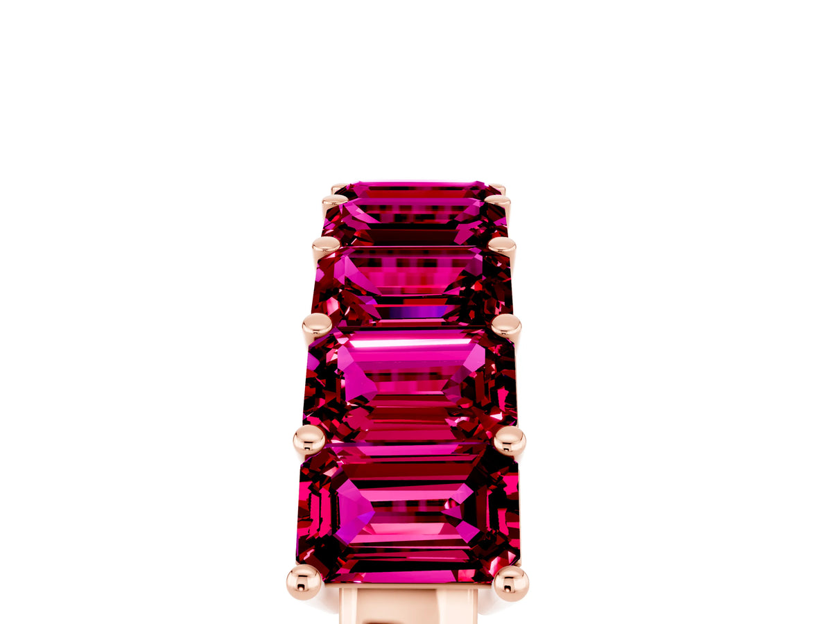Emerald Cut Garnet Eternity Band in Rose gold with Prong Setting_5