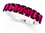Emerald Cut Garnet Eternity Band in Silver with Prong Setting_1