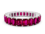 Emerald Cut Garnet Eternity Band in White gold with Aligned Shared Prong Setting