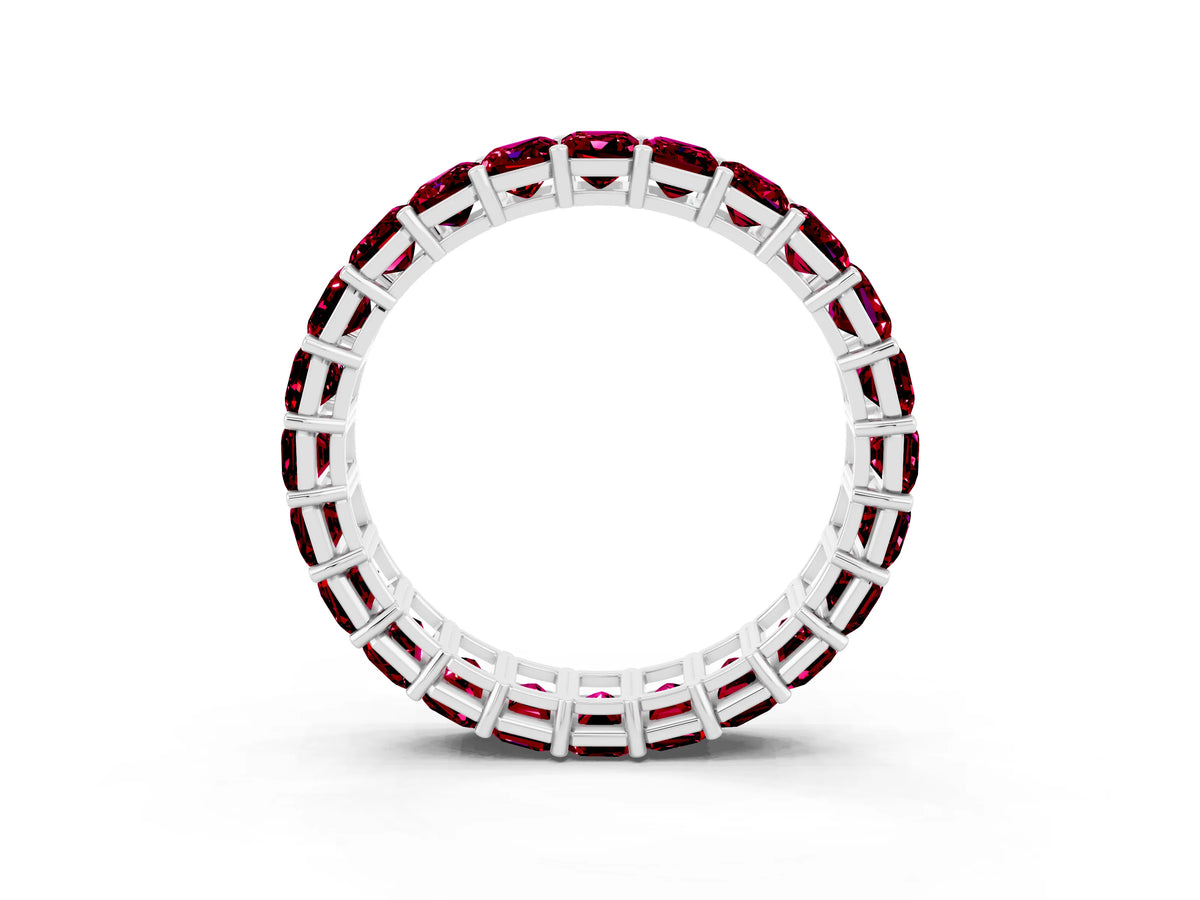 Emerald Cut Garnet Eternity Band in White gold with Aligned Shared Prong Setting_3