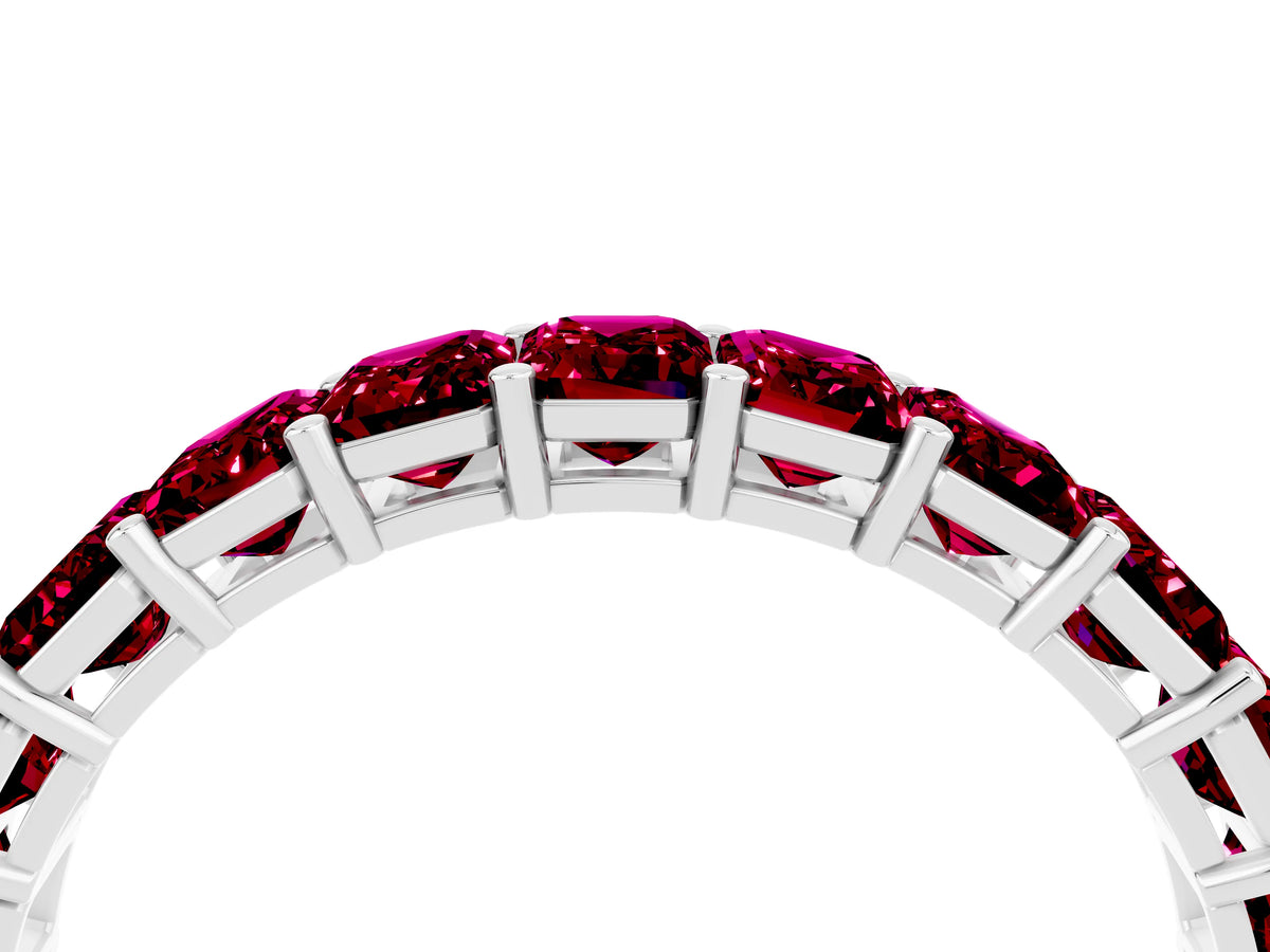 Emerald Cut Garnet Eternity Band in White gold with Aligned Shared Prong Setting_4
