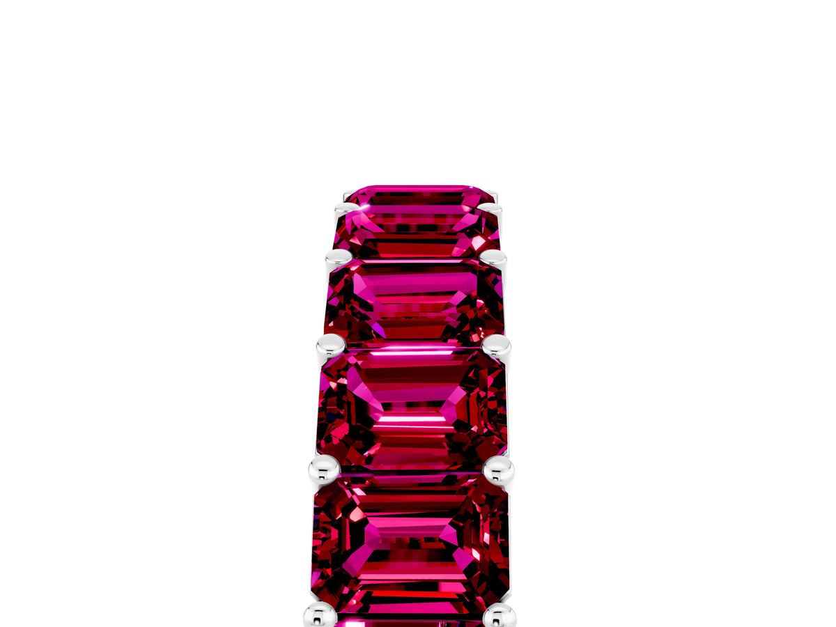 Emerald Cut Garnet Eternity Band in White gold with Aligned Shared Prong Setting_5