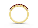 Emerald Cut Garnet Eternity Band in Yellow gold with Prong Setting_3