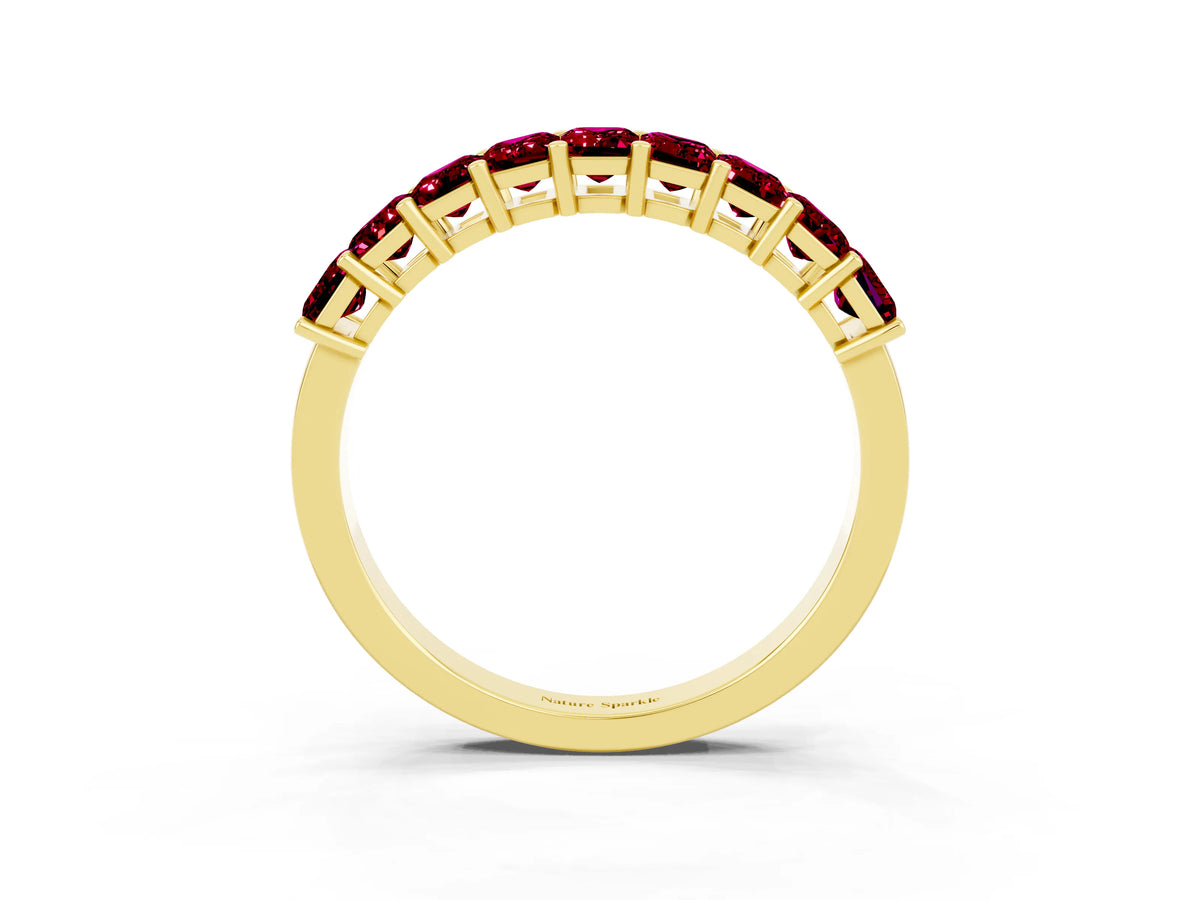 Emerald Cut Garnet Eternity Band in Yellow gold with Prong Setting_3