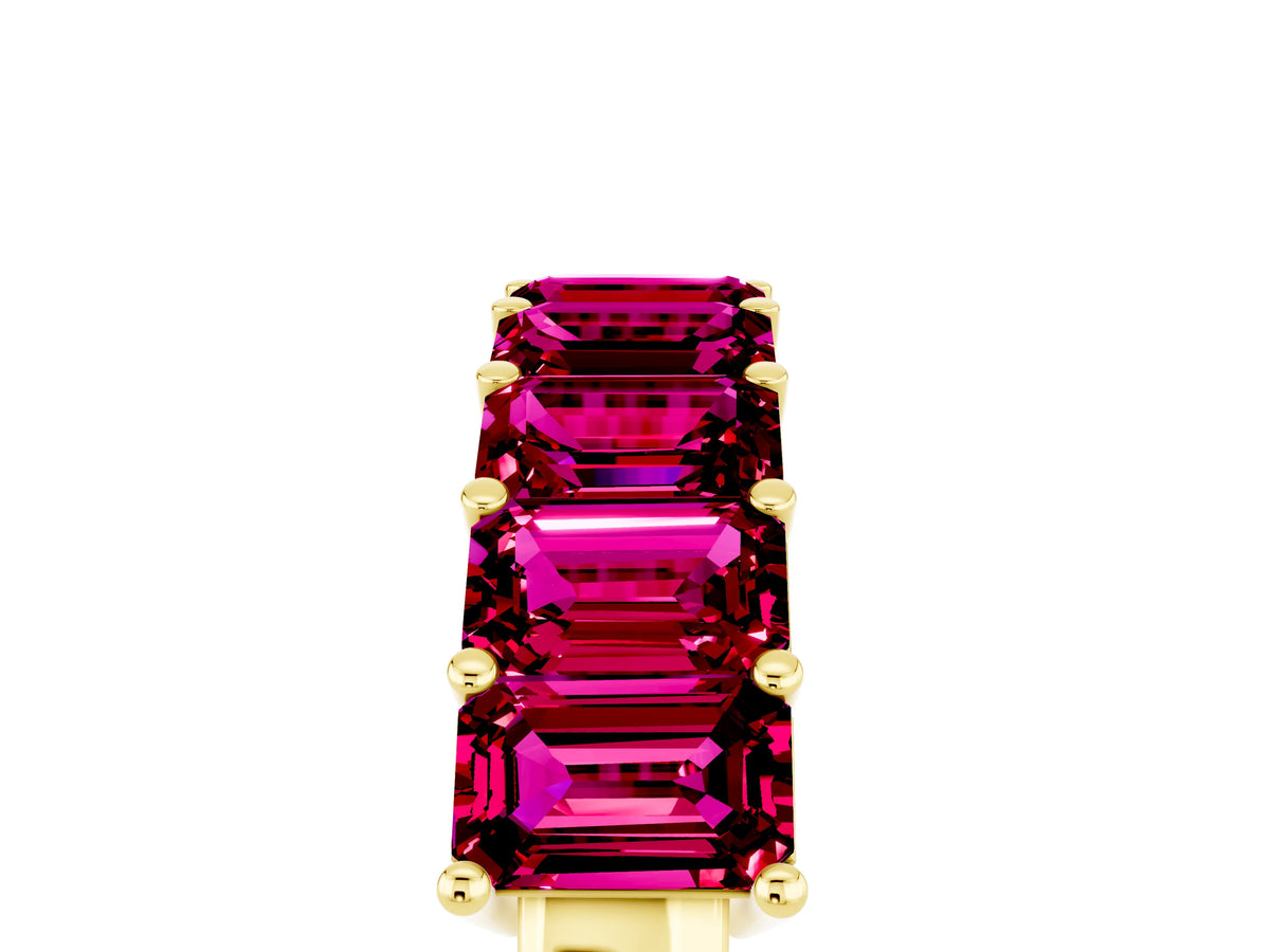 Emerald Cut Garnet Eternity Band in Yellow gold with Prong Setting_5
