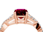 Emerald Cut Garnet Solitaire Ring in Rose gold with Interwoven Pavé Band and Prong Setting_4