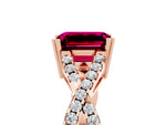 Emerald Cut Garnet Solitaire Ring in Rose gold with Interwoven Pavé Band and Prong Setting_5