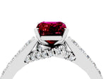 Emerald Cut Garnet Solitaire Ring in Silver with Crossover Gallery and Round Pavé Band_4