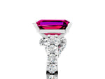 Emerald Cut Garnet Solitaire Ring in Silver with Crossover Gallery and Round Pavé Band_5