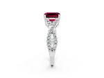 Emerald Cut Garnet Solitaire Ring in Silver with Interwoven Pavé Band and Prong Setting_8