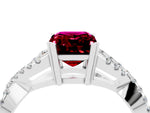 Emerald Cut Garnet Solitaire Ring in White gold with Interwoven Pavé Band and Prong Setting_4