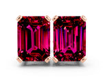Emerald Cut Garnet Stud Earrings in Rose gold with Basket Setting