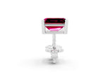 Emerald Cut Garnet Stud Earrings in White gold with Basket Setting_2