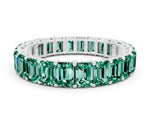 Emerald Cut Green Sapphire Eternity Band in Platinum with Aligned Shared Prong Setting