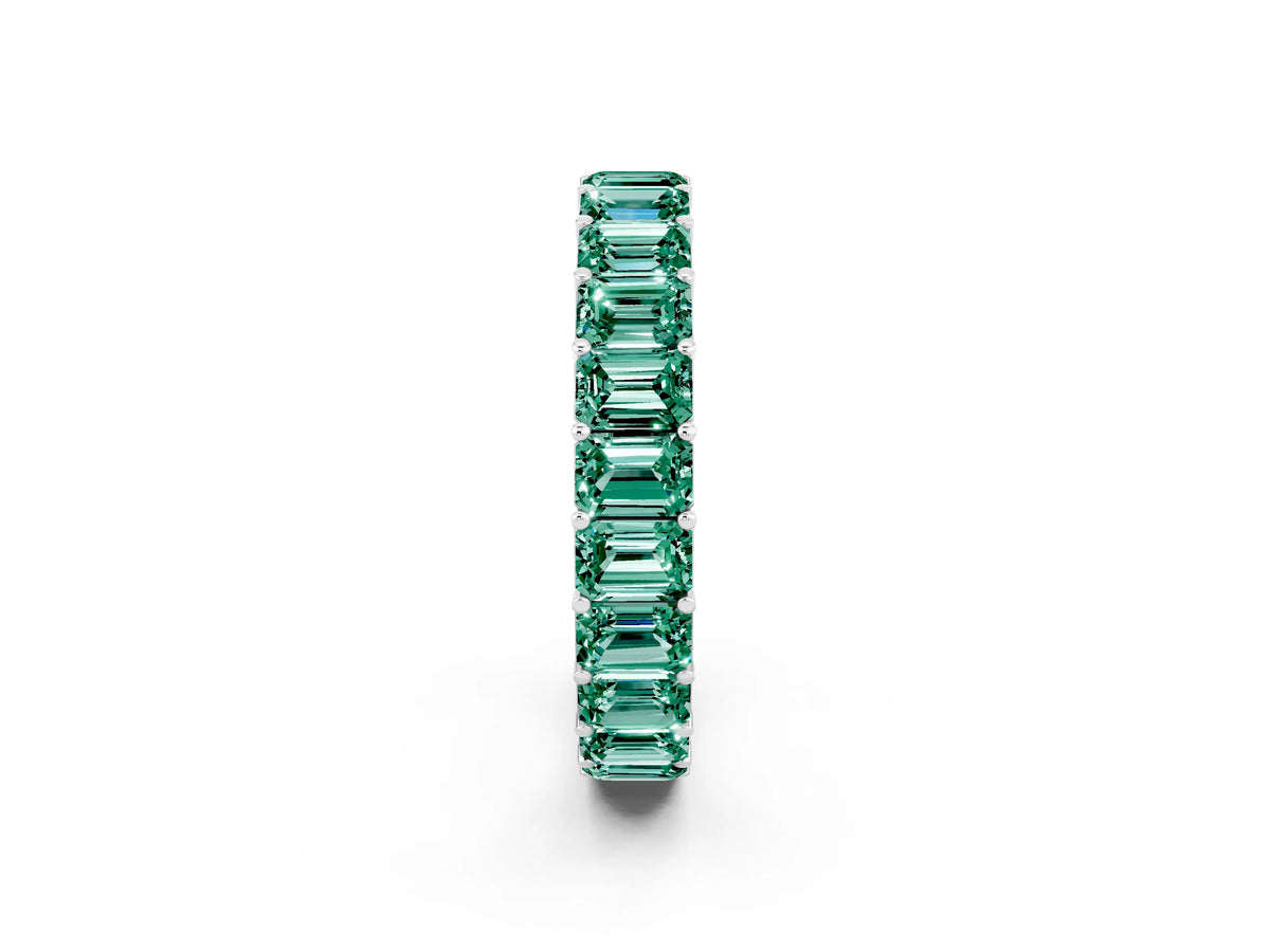 Emerald Cut Green Sapphire Eternity Band in Platinum with Aligned Shared Prong Setting_2