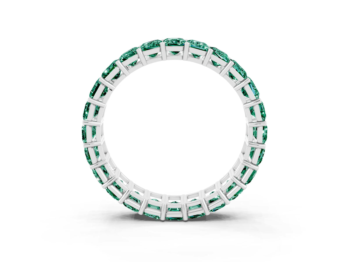 Emerald Cut Green Sapphire Eternity Band in Platinum with Aligned Shared Prong Setting_3