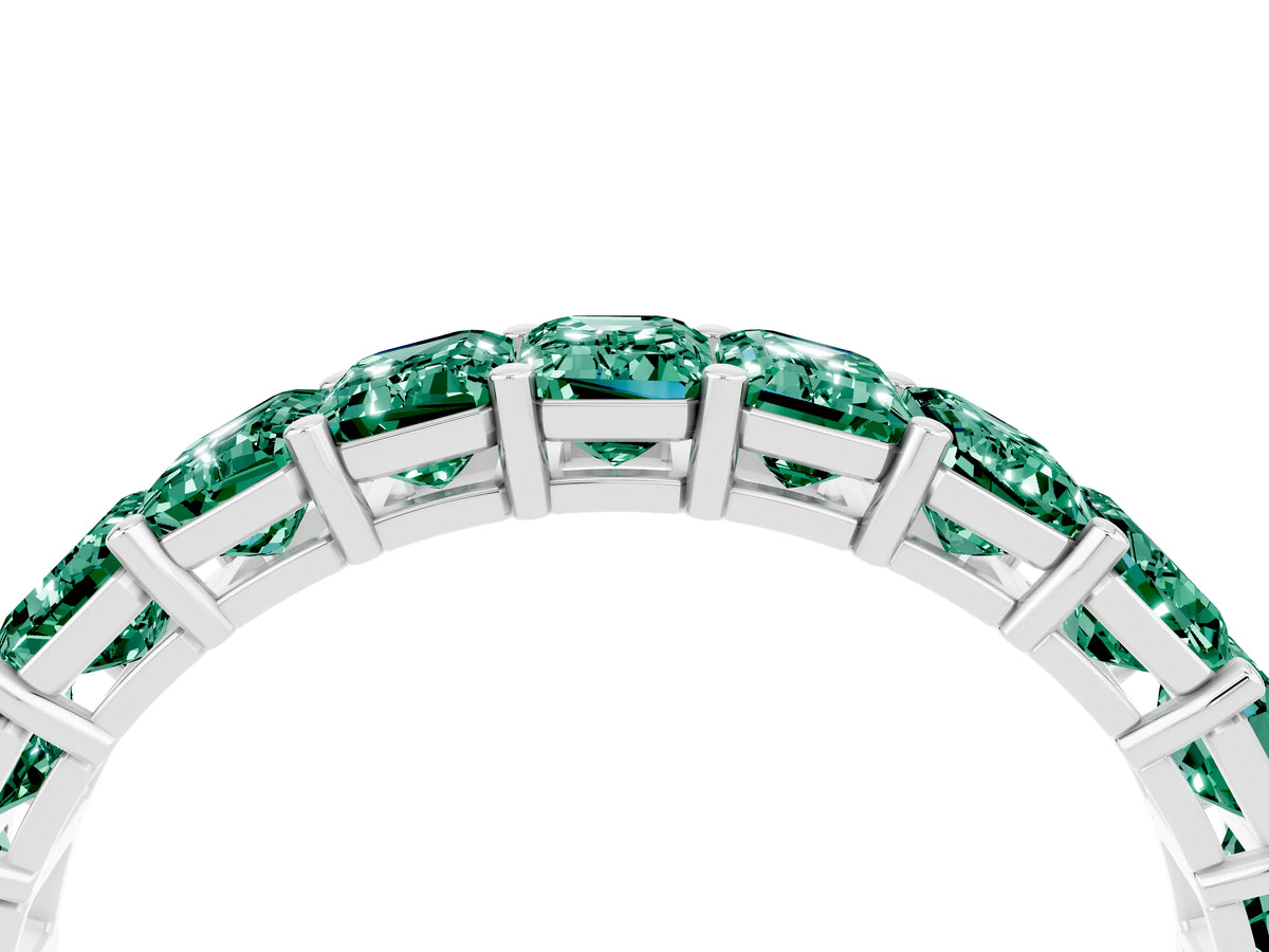Emerald Cut Green Sapphire Eternity Band in Platinum with Aligned Shared Prong Setting_4