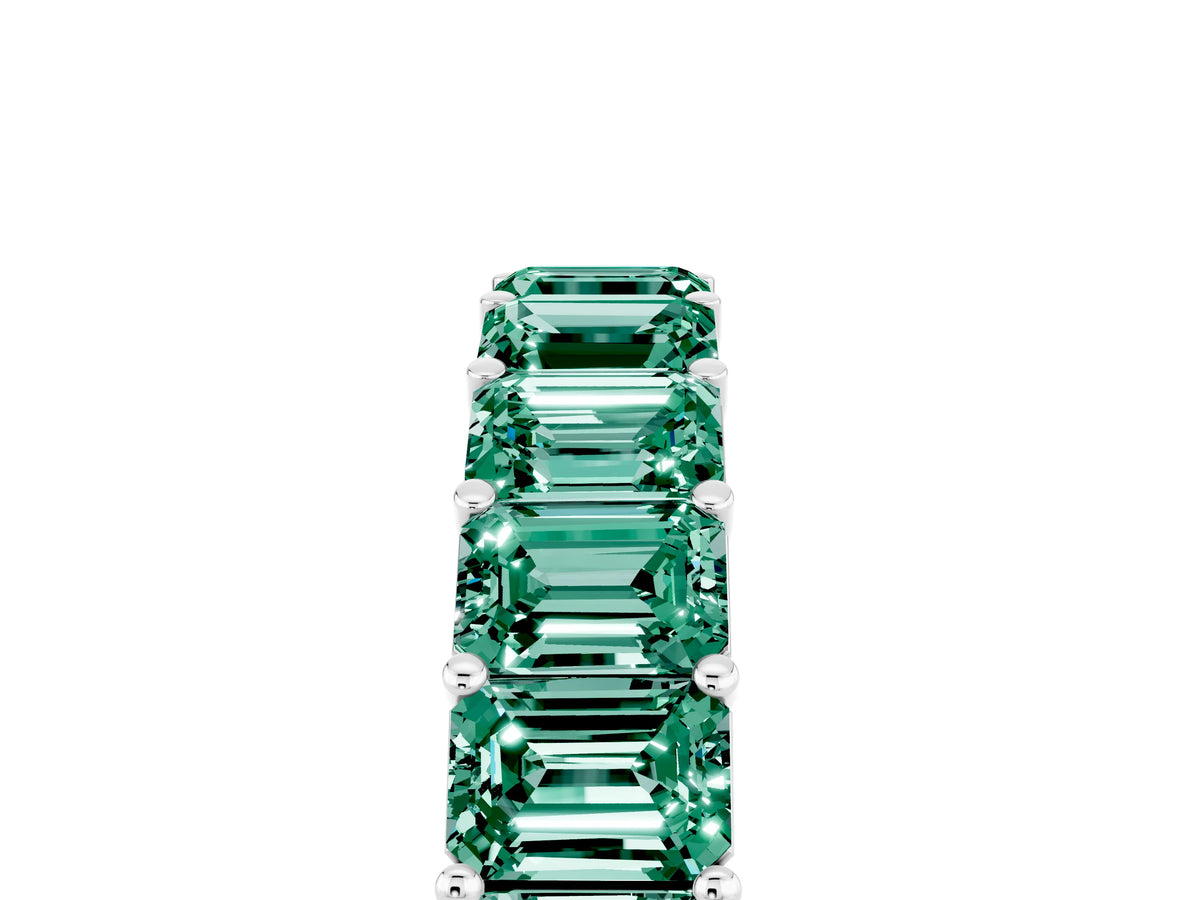 Emerald Cut Green Sapphire Eternity Band in Platinum with Aligned Shared Prong Setting_5
