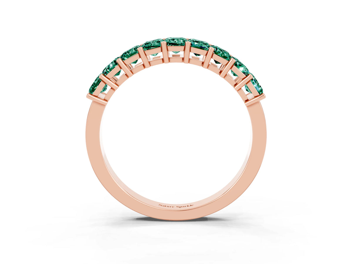 Emerald Cut Green Sapphire Eternity Band in Rose gold with Prong Setting_3