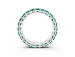 Emerald Cut Green Sapphire Eternity Band in Silver with Aligned Shared Prong Setting_3