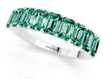 Emerald Cut Green Sapphire Eternity Band in Silver with Prong Setting_1