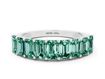 Emerald Cut Green Sapphire Eternity Band in White gold with Prong Setting