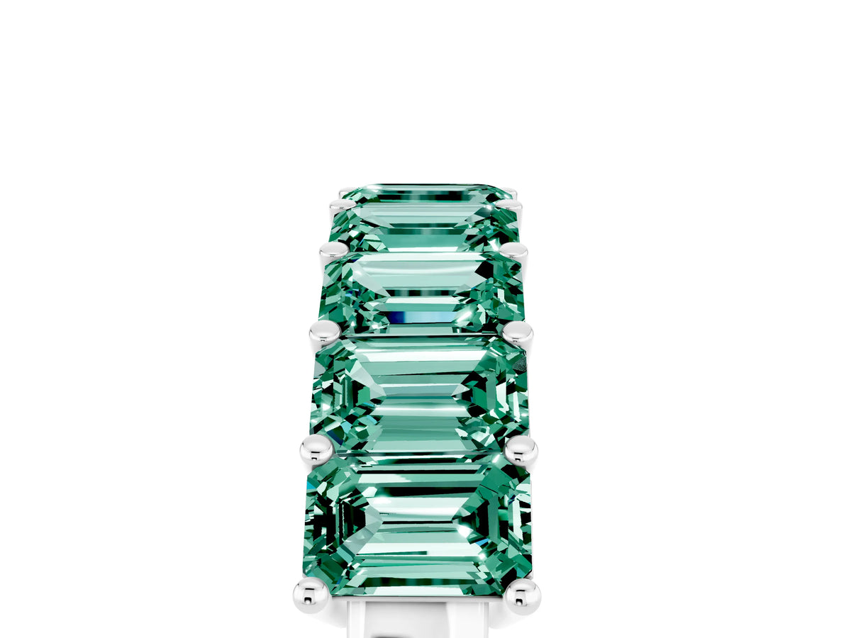 Emerald Cut Green Sapphire Eternity Band in White gold with Prong Setting_5