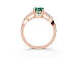 Emerald Cut Green Sapphire Solitaire Ring in Rose gold with Interwoven Pavé Band and Prong Setting_3