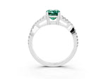 Emerald Cut Green Sapphire Solitaire Ring in White gold with Interwoven Pavé Band and Prong Setting_3