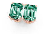 Emerald Cut Green Sapphire Stud Earrings in Rose gold with Basket Setting_1