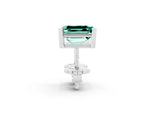 Emerald Cut Green Sapphire Stud Earrings in White gold with Basket Setting_2