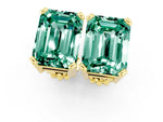 Emerald Cut Green Sapphire Stud Earrings in Yellow gold with Basket Setting_1