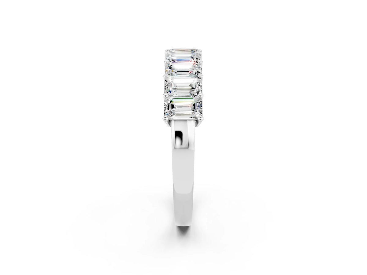 Emerald Cut Moissanite Eternity Band in Platinum with Prong Setting_2