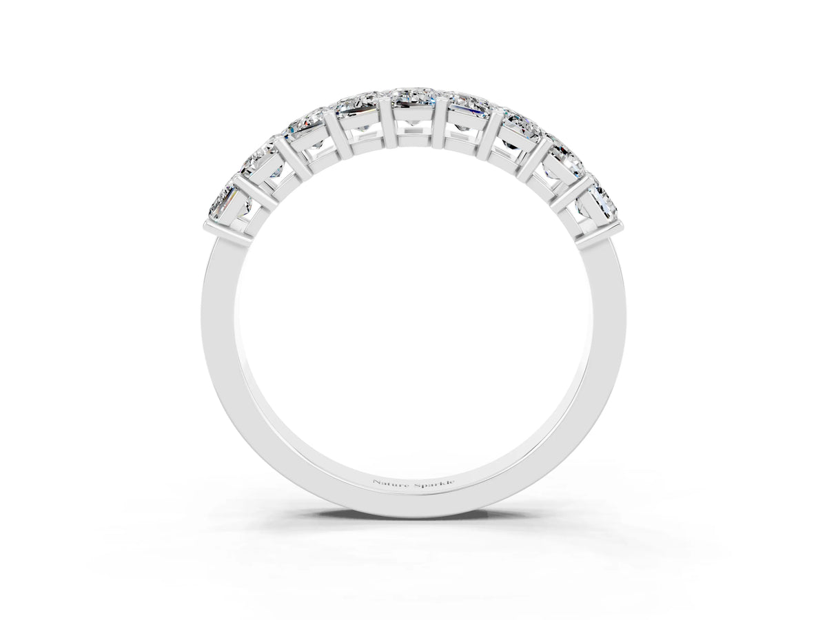 Emerald Cut Moissanite Eternity Band in Platinum with Prong Setting_3