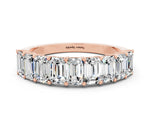 Emerald Cut Moissanite Eternity Band in Rose gold with Prong Setting