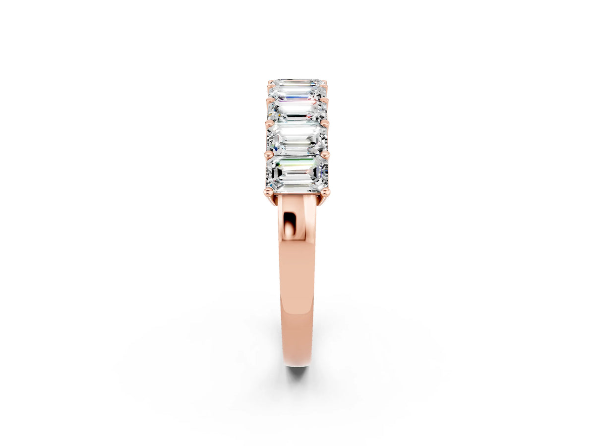 Emerald Cut Moissanite Eternity Band in Rose gold with Prong Setting_2
