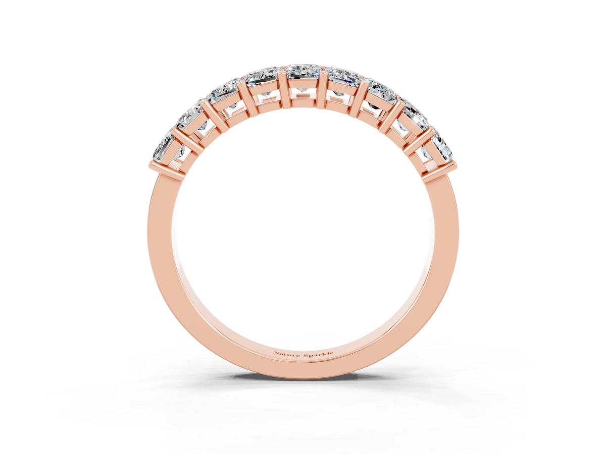 Emerald Cut Moissanite Eternity Band in Rose gold with Prong Setting_3
