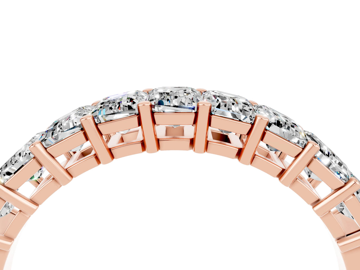 Emerald Cut Moissanite Eternity Band in Rose gold with Prong Setting_4