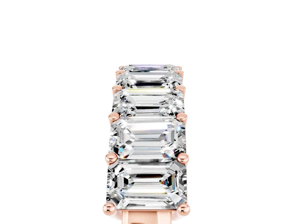 Emerald Cut Moissanite Eternity Band in Rose gold with Prong Setting_5